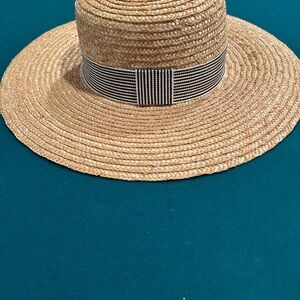 Natural Straw Hat with Stripe Accents